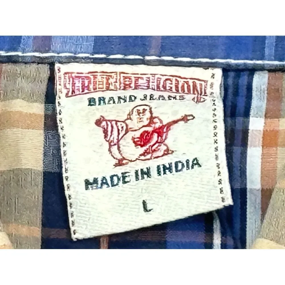 True Religion Men's Button Up Long Sleeve Snap Button Western Shirt‎ Size Large